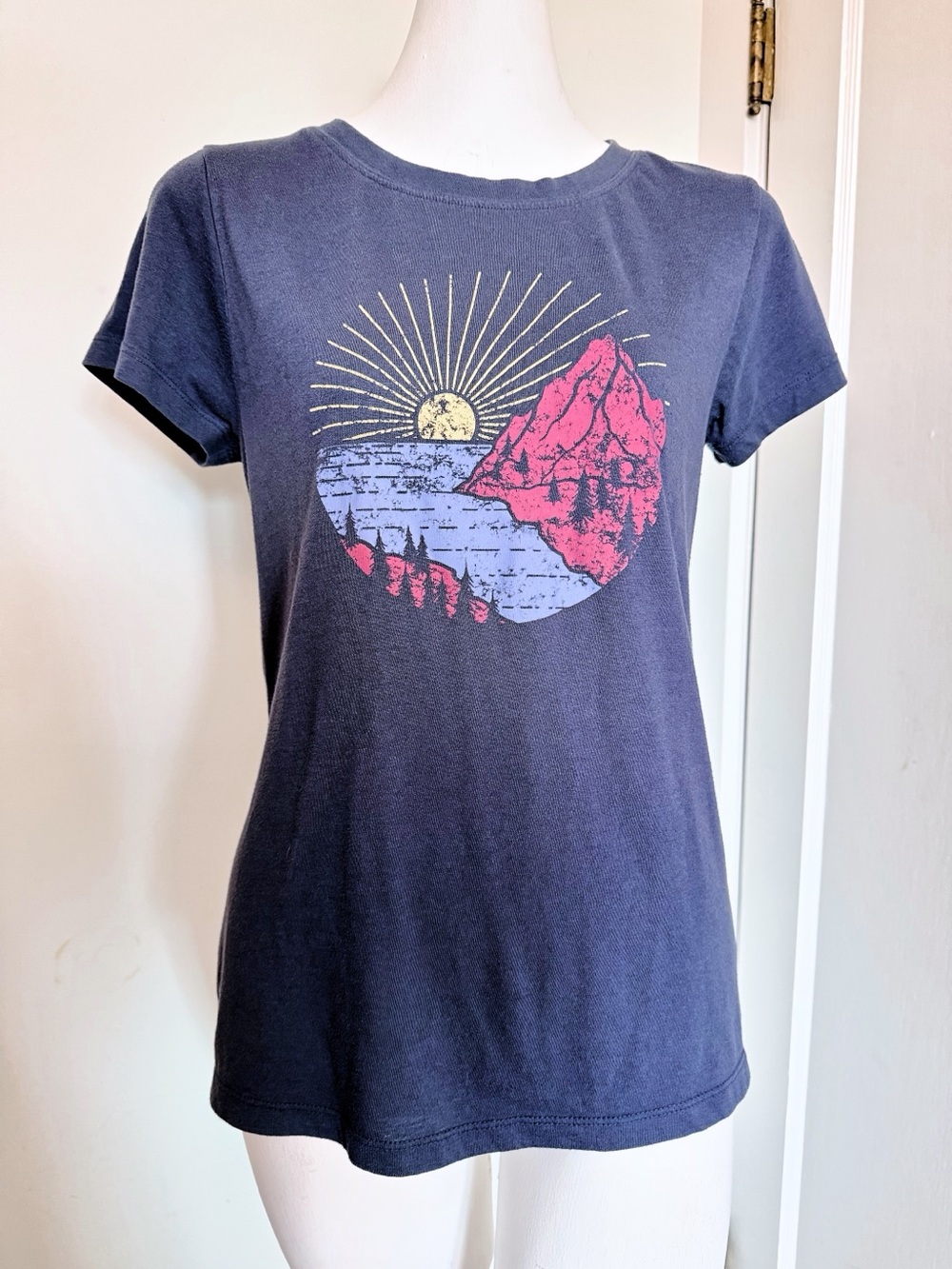 C&C California Mountain Sunset Graphic Tee Navy Blue Women’s Medium GUC